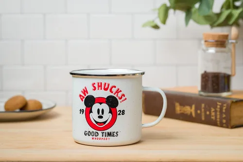 Vista 5 de Silver Buffalo Disney Mickey Mouse Aw Shucks Whoopee - Taza esmaltada, 21 onzas