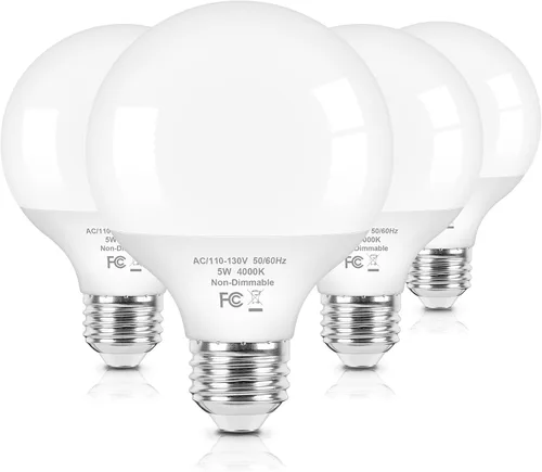 Vista 8 de Brightever Bombillas LED G25 equivalentes a 60 W, bombillas LED de globo blanco cálido de 2700 K con base E26 para baño, bombilla redonda de 5 W