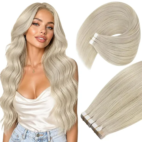 Vista 12 de Ve Sunny Extensiones de cabello humano real con cinta, cabello humano Remy, lacio, doble cara, color marrón oscuro, balayage, rubio dorado oscuro