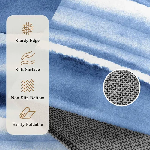 Vista 5 de 2x3 Area Rugs, Blue Stripes Non Slip Area Rugs for Living Room, Bedroom, Barhroom, Entryway, Watercolor Retro Ombre Abstract Tie Dye Art Soft