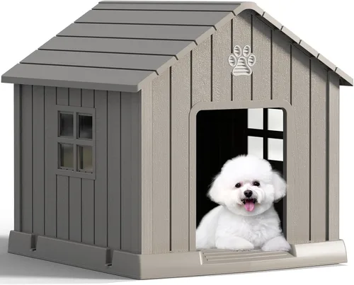 Vista 17 de Fancyango Casa para perros al aire libre e interior, impermeable, ventilada, fácil de limpiar, suelo elevado para perros pequeños y grandes, fácil