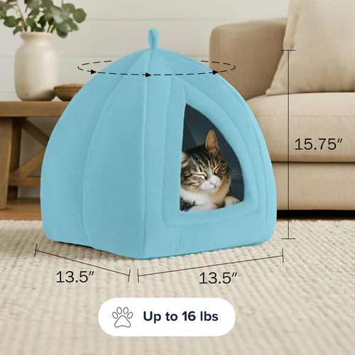 Vista 6 de Cama para gatos de tienda de campaña / iglú PAW, azul, Azul