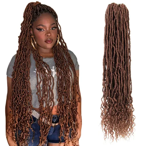 Vista 16 de BOHOBABE Rastas Sintéticas de Ganchillo de 10 Pulgadas, Rastas de Ganchillo Suaves Boho con Puntas Rizadas, Rastas Cortas de Diosa Bohemia de 1#