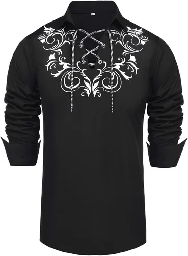 Vista 2 de Daupanzees Jacobite Ghillie Kilt - Camisa de manga larga para hombre