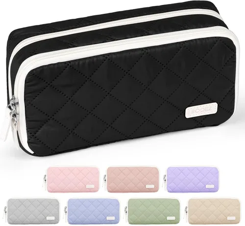 Vista 12 de Sooez Estuche grande para lápices, bolsa para lápices extra grande con 8 compartimentos, bolsa para bolígrafos de apertura amplia, organizador