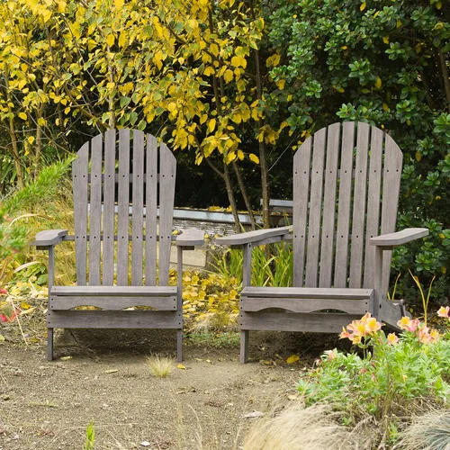 Vista 12 de Elk - Silla Adirondack de madera de eucalipto para patio al aire libre de 34 pulgadas de ancho para patio al aire libre, terraza, playa, jardín