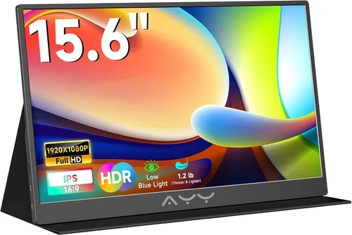 Vista 10 de memzuoix Monitor portátil de 15 pulgadas FHD 1080P 100% sRGB HDR IPS USB-C y HDMI para juegos/Mac/PS5 Pantalla de viaje de 1.4 libras con Negro