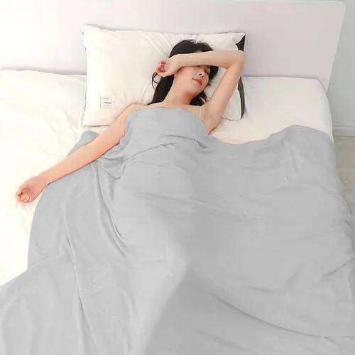 Vista 2 de Mantas de hielo de verano, manta de hielo para personas que duermen con calor y sudores nocturnos, manta de verano con aire acondicionado, manta Gris