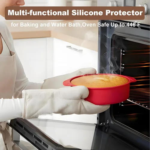 Vista 9 de Molde Desmontable de 9 Pulgadas Antiadherente, Molde Desmontable para Cheesecake de 9 Pulgadas con Protector de Silicona, Moldes Desmontables a