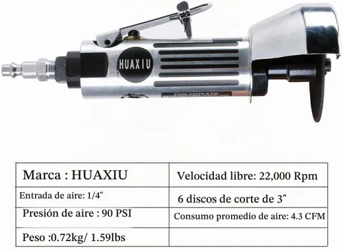 Vista 6 de La herramienta de corte de aire de 3 pulgadas incluye 6 ruedas de corte de 3 pulgadas, velocidad libre de 20000 rpm