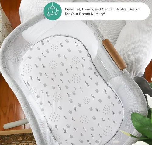Vista 4 de TansyPanda - Sábanas de moisés Halo para BassiNest Luxe giratorias, calmantes, giratorias, lite, Essential Sleeper, paquete de 3, 33 x 17 pulgadas