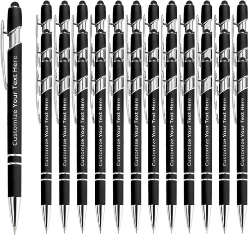 Vista 56 de Aolun Bolígrafo personalizado, bolígrafo grabado personalizado con lápiz capacitivo, 12 unidades, metal suave al tacto, introduce el nombre, Naranja