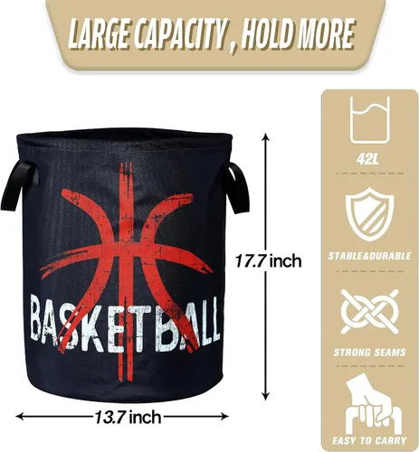 Vista 2 de Cesta de lavandería de baloncesto cesta de pelota plegable de tela Oxford divertida bolsa de lona cesta de almacenamiento de ropa organizador