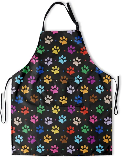 Vista 15 de Kawani Delantal adulto con bolsillos, delantal de cocina de chef Negro Floral