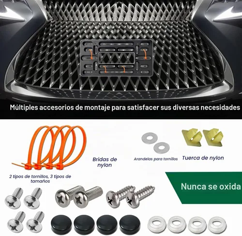 Vista 6 de Aootf Kit de Montaje de Placa de Matrícula Delantera - Soporte de Placa de Matrícula y Portaplaca de Automóvil de Aluminio Negro que se Ajusta sin