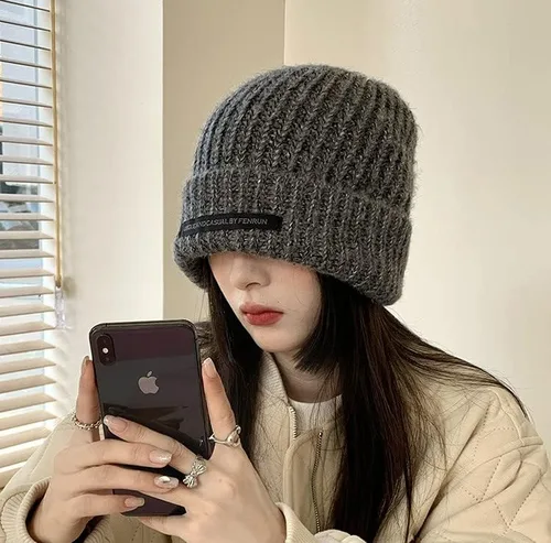 Vista 7 de Y2k Gorro de invierno para mujer, gorro de punto grueso, cálido, grueso, estético, para clima frío