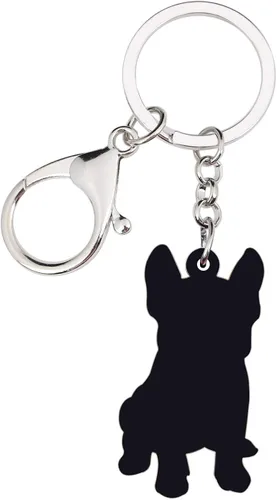 Vista 5 de NEWEI - Llaveros de acrílico para perro, diseño de bulldog francés