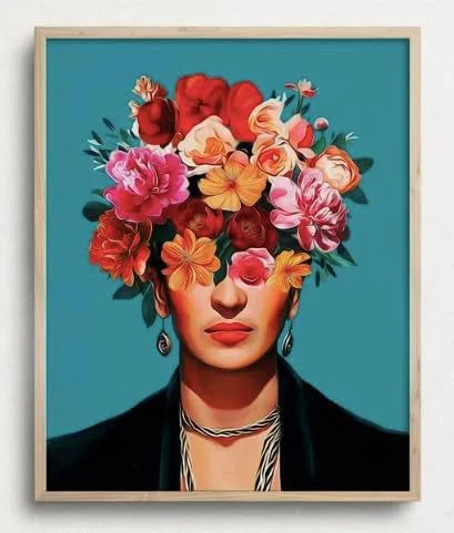 Vista 2 de ShopHaven Impresión de retrato de Frida Kahlo, autorretrato de Frida Kahlo, impresión artística de pared de 8 x 10, arte de pared feminista, Girl