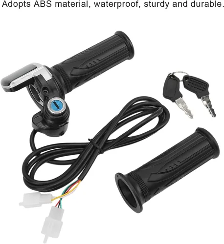 Vista 3 de KIMISS Acelerador eléctrico para bicicleta, agarre de acelerador eléctrico, 48 V, acelerador eléctrico de bicicleta con indicador LED, juego