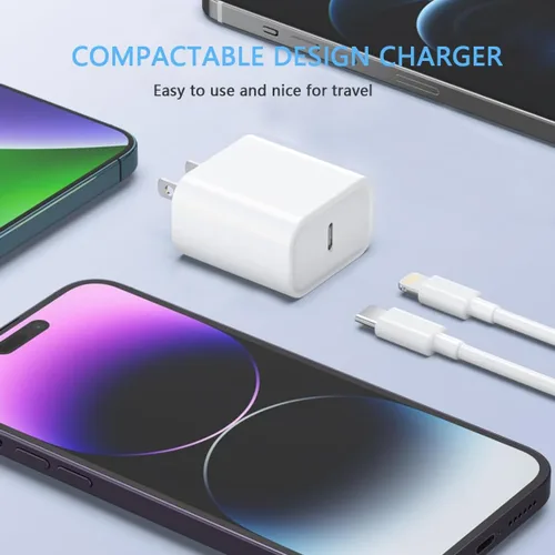 Vista 6 de Cargador de carga rápida para iPhone, paquete de 3 bloques de cargador USB C con cable Bloque de carga rápida USB C a Lightning tipo C compatible