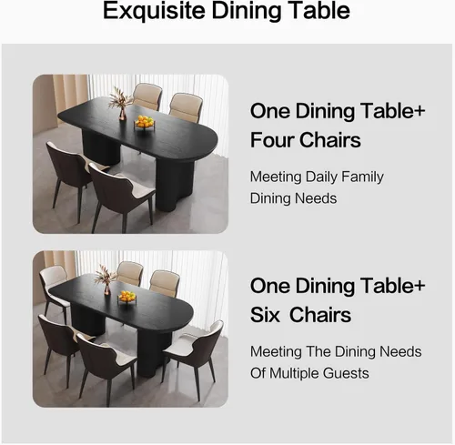 Vista 8 de Guyii Mesa de comedor de 62.99 pulgadas con una mesa completa, mesa de cocina moderna para 6 personas, mesa de comedor interior para cocina, bar