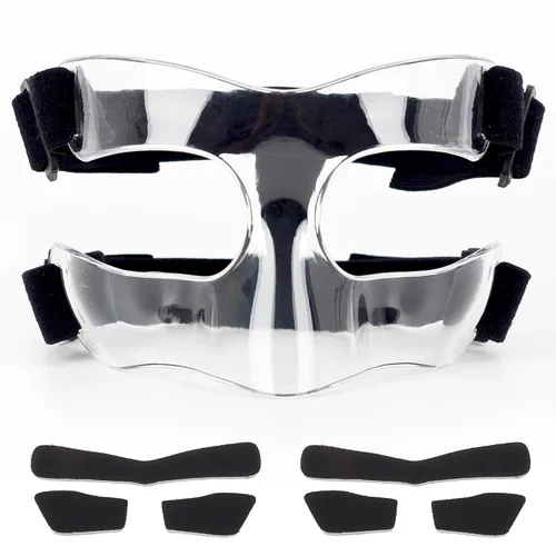 Vista 8 de BK01B Protector de nariz para nariz rota, máscaras de protección facial deportivas con acolchado, ajustables, transpirables y transparentes
