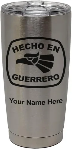 Vista 31 de LaserGram Vaso aislado al vacío de 20 onzas, hecho en Guerrero, grabado personalizado incluido (negro)