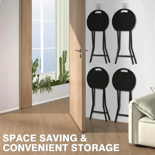 Vista 7 de TAVR Furniture Silla plegable portátil con asa, taburete plegable redondo resistente con capacidad de 500 libras para adultos, taburete plegable