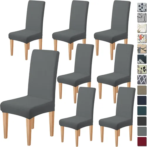 Vista 37 de Dioxide Fundas de Silla de Alto Estirar para Sillas de Comedor, Juego de Fundas de Silla de Comedor Lavables de 4, Fundas de Asiento de Silla
