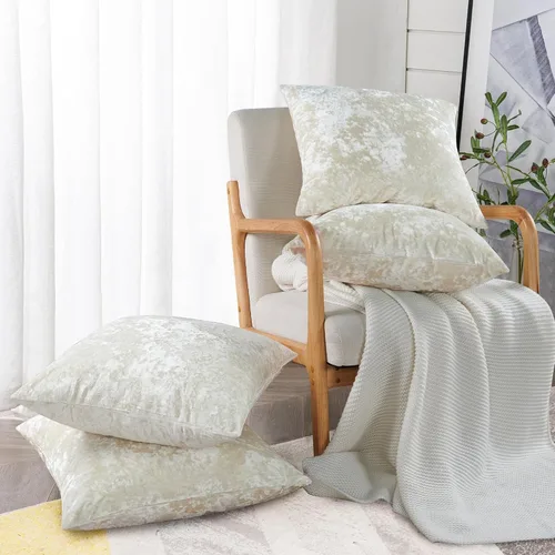 Vista 17 de Home Soft Things Funda de almohada decorativa de terciopelo triturado, 4 piezas, aguacate, 20 x 20 pulgadas, funda cuadrada de acento suave