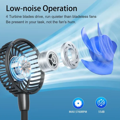 Vista 6 de HandFan Ventilador de cuello portátil de 10000 mAh recargable, 48 horas de larga duración, ventiladores de collar manos libres, ventilador