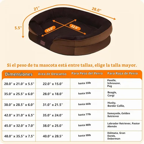 Vista 4 de Dwanton - Cama ortopédica para perros medianos con espuma de gel de memoria, sofá impermeable para perros, cama lavable para mascotas con cojín