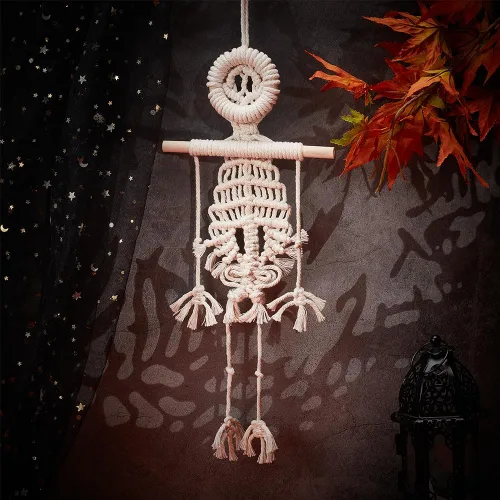 Vista 7 de FREEBLOSS Kit de esqueleto de macramé para Halloween, decoración de macramé con instrucciones (idioma español no garantizado), decoración de fiesta