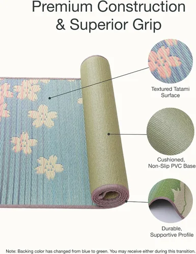 Vista 4 de FULI Tapete de yoga japonés tatami, tapete Igusa, esterillas antideslizantes para ejercicio y fitness, pilates y entrenamientos de piso, fabricado