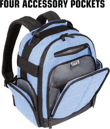 Vista 4 de USA GEAR Funda para auriculares VR, mochila de realidad virtual con compartimentos interiores personalizables compatibles con Oculus Quest 2 VR