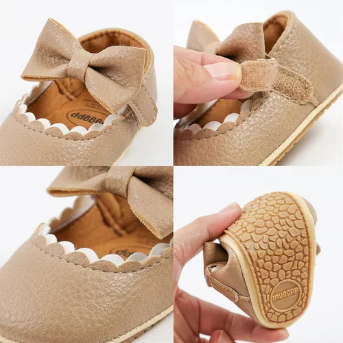 Vista 3 de RVROVIC Zapatos de bebé para niñas suela suave zapatos planos Mary Jane vestidos de princesa zapatos de poliuretano lindo lazo precaminante