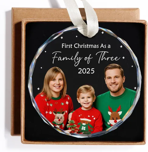 Vista 17 de Adornos de Navidad personalizados 2025, adorno de Navidad personalizado de doble cara, adorno de foto para árbol de Navidad para niños, mamá, papá