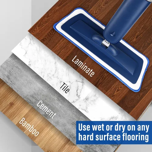 Vista 6 de PowerMop para limpieza de suelos con 3 almohadillas lavables, mopa de microfibra húmeda y seca con botella recargable de 24.3 fl oz para cocina
