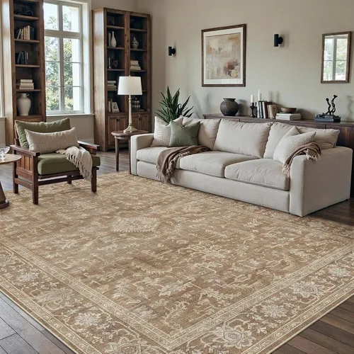 Vista 120 de PureCozy Alfombra de área beige de 2 x 3 pulgadas, lavable, vintage, pequeña, para entrada, cocina, suave, retro, floral, de pelo bajo, tapete