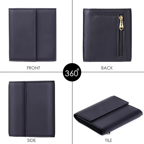 Vista 8 de Travelambo Cartera pequeña y compacta con bloqueo RFID para tarjetas de crédito, monedero de bolsillo para mujer