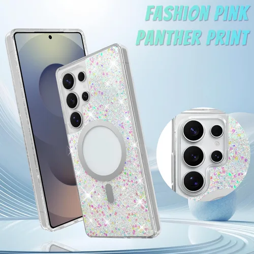 Vista 36 de Bonoma - Funda compatible con Samsung Galaxy S21 Plus, diseño de corazón con purpurina, color rosa Support for MagSafe, Plating Magnetic Case TPU