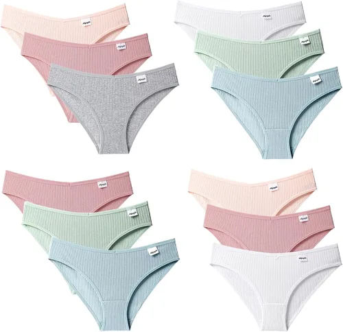 Vista 5 de Bragas para mujer, ropa interior de algodón para mujer, transpirable, ultra suave, elástica, bikini hipster, paquete de 3