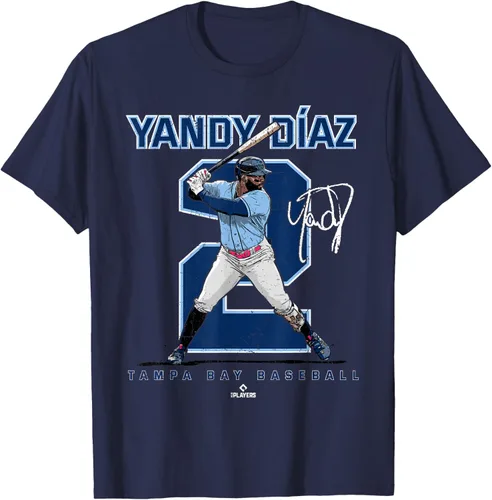 Vista 17 de Camiseta Number and Portrait Yandy Diaz Tampa Bay MLBPA, Negro