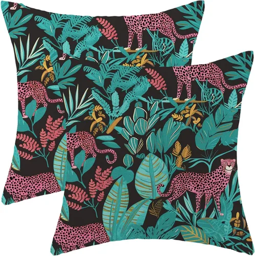 Vista 63 de Fundas de Almohada de Antílope 16x16 Paquete de 2, Fundas de Almohada Decorativas con Estampado de Piel de Animal Azul Marino, Fundas de Almohada