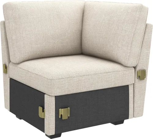 Vista 12 de HONBAY - Reposabrazos modulares para sofá cama modular, par de reposabrazos para sofá cama modular, color beige