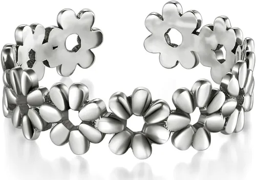 Vista 2 de BORUO Anillos de dedo del pie – Anillo de plata de ley con hojas hawaianas – Elegantes anillos de dedo del pie para mujer – Anillos de plata de ley