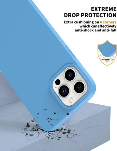 Vista 6 de Funda diseñada para iPhone 13 Pro Max, funda de silicona ultra delgada a prueba de golpes, de microfibra suave anti arañazos, protección mejorada