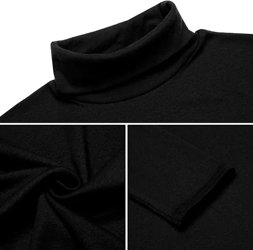 Vista 2 de Camiseta de manga larga para hombre, ajustada, ligera, con cuello de tortuga