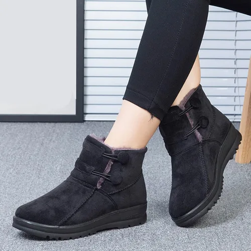 Vista 4 de Botas de nieve para mujer, con forro de lana, punta redonda, cálidas y cómodas, botas de invierno para mujer, botas Chelsea