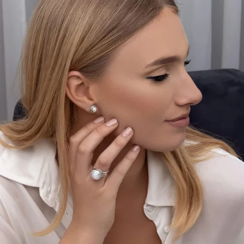 Vista 8 de JEAN RACHEL JEWELRY Anillo de plata de ley 925 con perla de agua dulce, aspecto vintage, hipoalergénico, sin níquel ni plomo, colección de diseñador